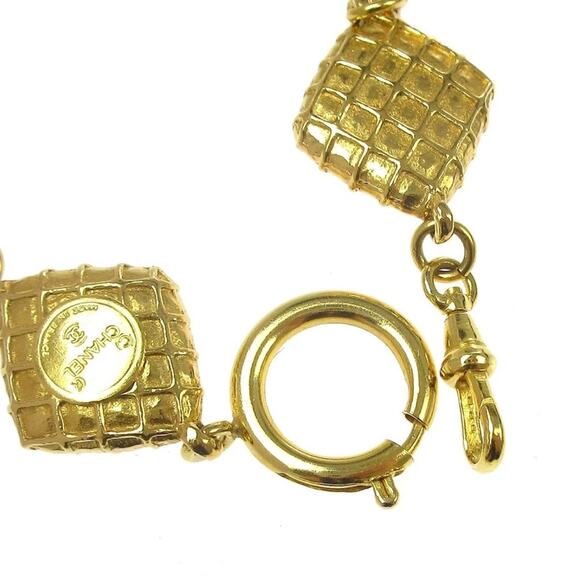 Authentic Chanel Rhombus Chain Pendant Necklace Choker Gold - Picture 4 of 4